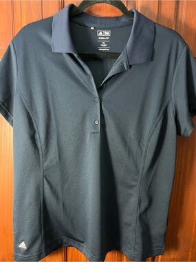 adidas Navy Short-Sleeve Polo Button-Down Shirt